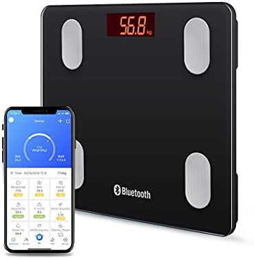 Bluetooth Body Fat Scale Digital Bathroom Scales iOS Android app Wireless Body Composition Monitor for Body Weight Body Fat, BMI, Water, Muscle Mass Bone
