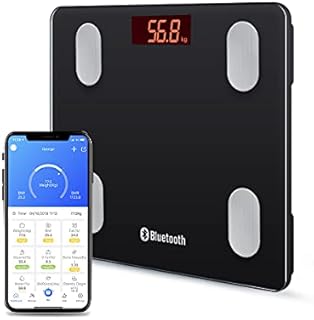 Bluetooth Body Fat Scale Digital Bathroom Scales iOS Android app Wireless Body Composition Monitor for Body Weight Body Fat, BMI, Water, Muscle Mass Bone