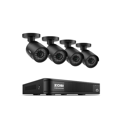 ZOSI H.265+1080p Home Security Camera System,8 Channel 5MP-Lite CCTV DVR with 4 x 1920TVL Weatherproof Surveillance Bullet Camera Outdoor/Indoor with 80ft Night Vision,Remote Access, Motion Alerts
