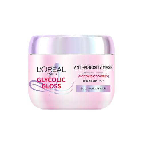 L'Oréal Paris Glycolic Gloss Anti-Porosity Hair Mask, 200g | 6% Glycolic Acid | Ultra gloss in just 1 use