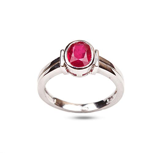 Bague rubis africain naturel en argent 925 bague de créateur femme taille 10
