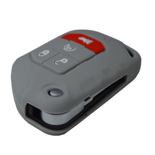 Image of Silicone Remote Key Fob Case Covers Protectors for Jeep Wrangler Rubicon 392 JL JLU Wagoneer Gladiator JT Flip Fold Remote