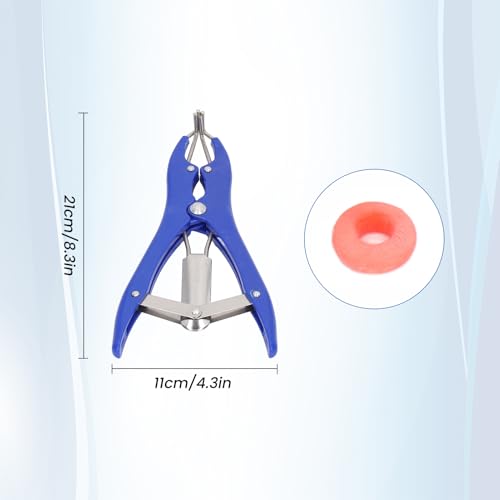 Natudeco Kastrationszange Schwanzschneider Mit 100 Roten Castrator-Gummiringen Schwanz-Docking-Klemme Kastrationszangen-Ring-Applikator-Kit Kastrationsinstrumente Für Tiere