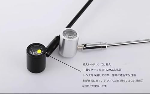 VilomLED 充電式卓上ジュエリーライト 宝石・貴金属・アクセサリー展示用 調光機能付スポットライト 配線不要 移動式立竿照明 ショーケース・店舗・イベント・自宅コレクションルームに対応 高輝度 5700K 冷光 シルバー 高さ 44cm ジュエリーの輝きを引き立て 設置場所を選ばず 充電式で長時間使用。 (シルバー三色光,高さ39cm) [4]