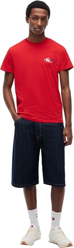 Tommy Jeans Herren T-Shirt Kurzarm Slim Sign Chest mit Logo, Rot (Ruby Red), XXL – Ansicht 4