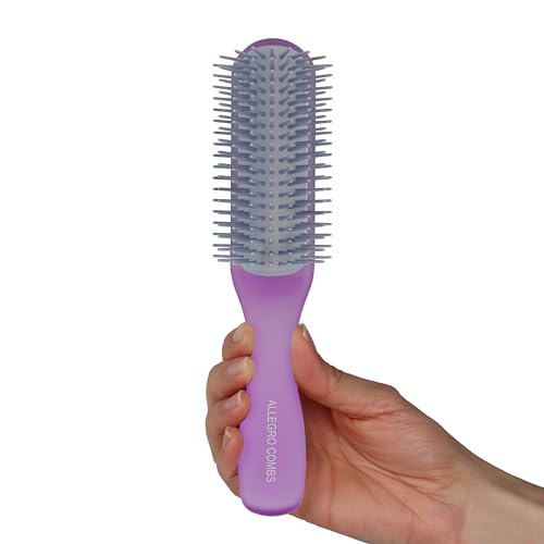 Allegro Combs ScalpCaress Hair Brushes - Detangler for Women, Men, and Children, Slick Back Brush (Purple, Large)