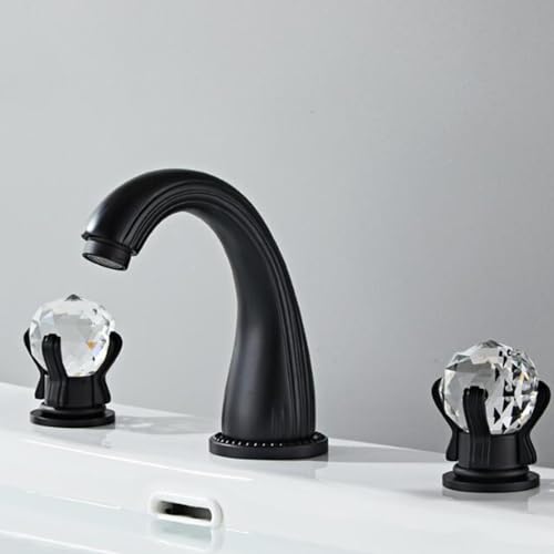 Mitigeur de lavabo 3 trous noir en laiton à double poignée pour salle de bains moderne