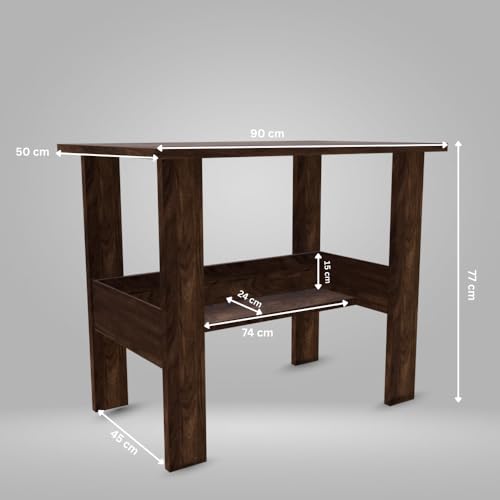 Image of beAAtho Spectrum Desk - Multipurpose Workstation for Home, Office, or Study, Engineered Wood with Large Spacious Top, Open Shelf Storage, Durable & Tested for Strength, Easy to Assemble.(Brown)(DIY)