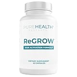 PUREHEALTH RESEARCH ReGrow - Hair Growth Vitamins - Hair Supplement for Scalp & Thickness Support - with Saw Palmetto, Biotin, Hydrolized Bovine Collagen, Hydrolized Keratin & More - 60 Capsules