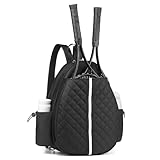 SUIKIHUM Tennis Bag, Convertible Tennis Sling Crossbody Backpack Waterproof Reversible Tennis Racket Bags for Women Men (Black)