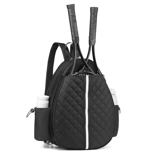 SUIKIHUM Tennis Bag, Convertible Tennis Sling Crossbody Backpack Waterproof Reversible Tennis Racket Bags for Women Men (Black)