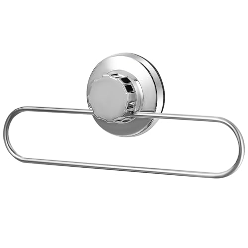 SAFIGLE Suction Cup Towel Holder Wall Mount Hand Towel Stand for Bathroom and Kitchen No Drilling Dishcloth Rack with Strong Suction and Drying