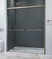 EUROTECH SHOWERS Classic 56.5-59" W x 72" H Semi-Frameless Double Sliding Glass Shower Door with 1/4" Clear Tempered Safety Glass (Brushed Nickel)