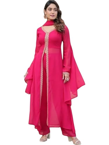 Image of Elegant Women?s Ethnic Kurta Set with Intricate Embroidered Lacework - Designer Kurta with Dupatta & Bottom Wear - Perfect for Weddings & Festive Occasions