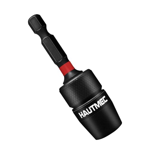 HAUTMEC Quick Change Bit Holder, 6mm (1/4") Hex Shank, Bit Adapter with One Touch Ejection, Durable SCM440 Steel - HT0162