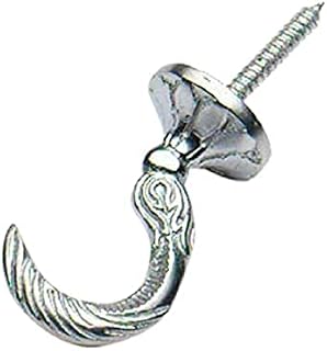 Merriway® BH01642 (2 Pcs) Egyptian Curtain Drapery Hold Back Tie Back Hooks, 45mm (1.3/4 inch) Satin Chrome Plated - Pack of 2 Pieces