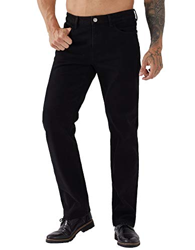 ZLZ Regular Fit Denim Jeans for Men, Mens 5-Pockets Classic Straight Leg Jean Pants Black