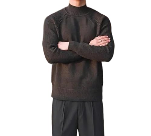 Men’s Solid Color Casual Knit Sweater Loose Fit Lightweight Long SleevePullover Jumper