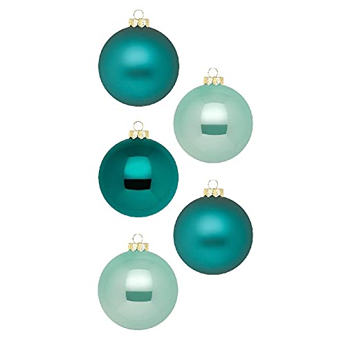 Inge Glas Weihnachtskugeln | Schöne Christbaumkugeln aus Glas | 20 Kugeln in Karton-Box | Christbaumschmuck Weihnachtsbaumschmuck Weihnachtsbaumkugeln (Green Emerald | Petrol türkis Mint)