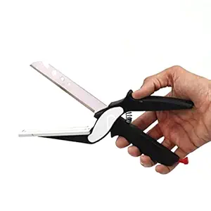 2-in-1 Clever Cutter: Stainless Steel Kitchen Scissors and Chopping Board for Effortless Food Prep