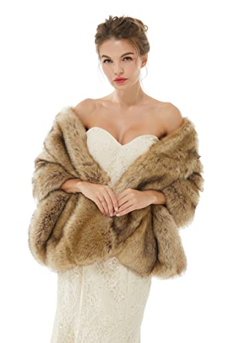 Women's Winter Warm Faux Fur Shrugs Stole Coats Bridal Wedding Shawls Bridesmaids Wraps Cover up4