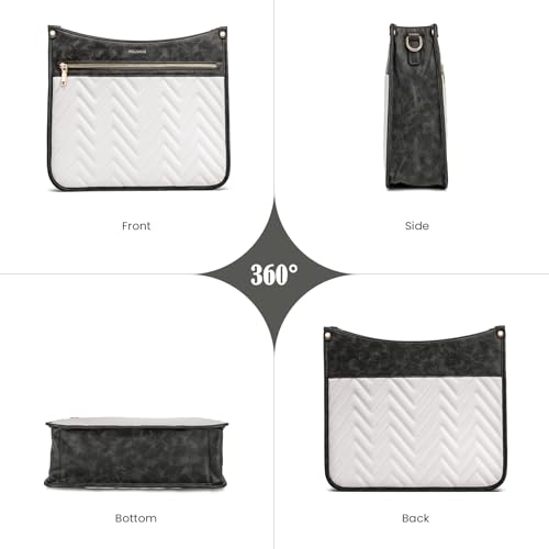 molshine Quilted Crossbody Bags for Women, Medium PU Leather Crossbody Shoulder Handbag with Adjustable Wide Strap DLK00393