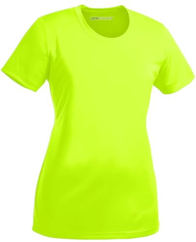 Joe's USA Dri-Equip Women's All Sport Neon Color High Visibility T-Shirt, Neon Yellow, Medium