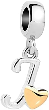 KunBead Jewelry Letter A-Z Initial Alphabet Gold Tone Heart Love Birthday Dangle Charms Compatible with Pandora Bracelets Necklaces for Women Girls