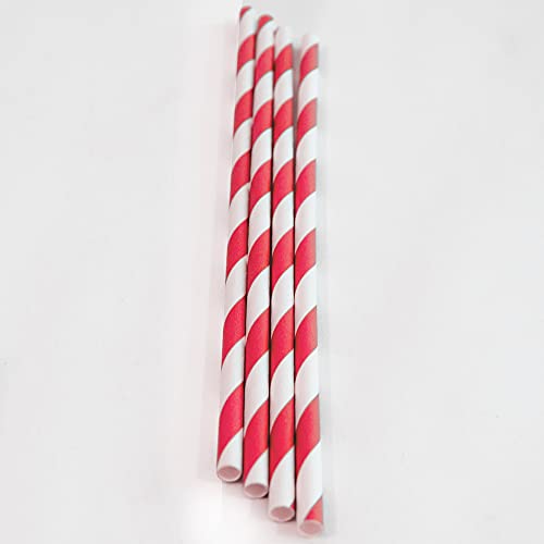Premium Trinkhalme rot-weiß aus Papier | Ø 6mm, Länge 25cm | 500 Stück | Einwegtrinkhalme | Bio Strohhalme | 100% biologisch abbaubar | umweltfreundlich, stilvoll und formstabil | made in Germany Cover