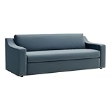 Modway Liora 87 Inch Stain-Resistant Performance Velvet Sofa in Cadet Blue - 3 Seater Upholstered Sofa Couch for Living Room Seating - Comfy Deep Seat Sofa with Scoop Arms