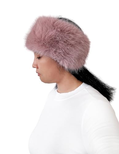 Lina & Lily Women's Winter Headband Head Ear Warmer Long Pile Faux Fur (Dusty Pink) - Image 4