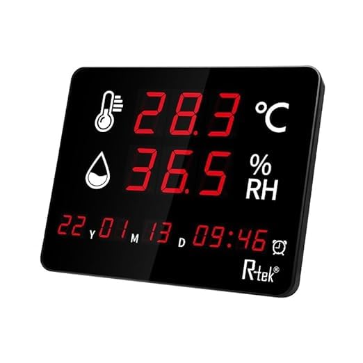 R-TEK Digital Room Thermometer with Humidity Incubator Meter and Accurate Temperature Indicator Wall Mounting LCD Digital Clock Monitor for Indoor (BLACK)-image-45