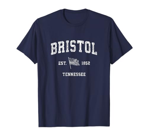 Bristol Tennessee TN - Camiseta deportiva vintage con la bandera de Estados Unidos Camiseta