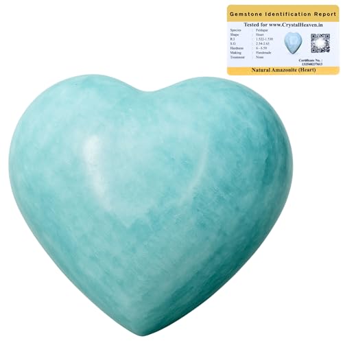 Image of Certified Amazonite Crystal Heart Palm Pebbles Stones for Anxiety Stress Relief Massage - AAA Grade Original Healing Gemstone Agate Heart Palm Stone for Yoga Meditation Spiritual