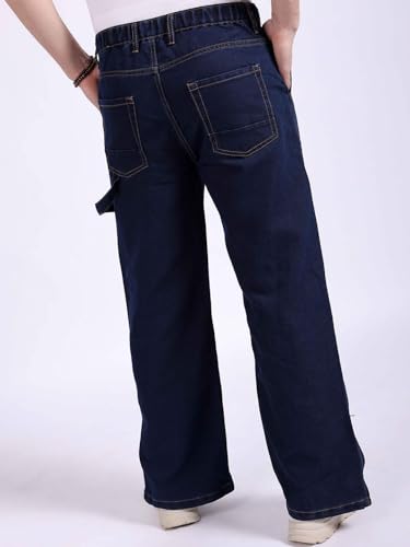 Image of The Indian Garage Co Men Baggy Solid Mid-Rise Stretchable Jeans