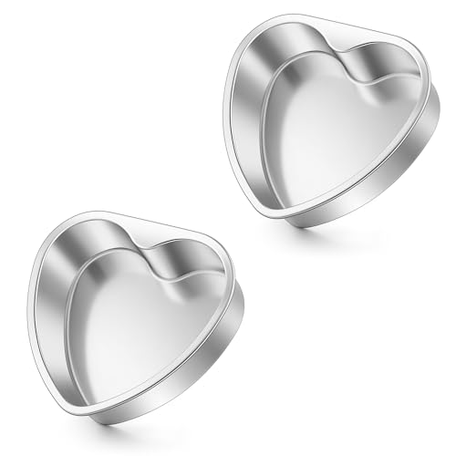 Homikit Heart Cake Pan 6 Inch Stainless Steel Small Heart Shaped Baking Pans for Oven & Dishwasher 2Pcs Layer Smash Cake Tins Molds for Valentines Day Weddings Mothers Day & Anniversaries