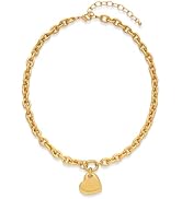 ENSKEFEN Chunky Gold Chain Necklaces for Women Gold Heart Pendant Necklace White Gold Thick Link ...