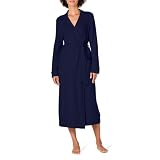 Amazon Essentials Damen Leichter Waffel-Bademantel, Lang (Erhältlich In Übergröße), Marineblau, M