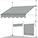 tillvex Klemmmarkise 300cm Hellgrau mit Handkurbel Balkon | Balkonmarkise ohne Bohren | Markise UV-beständig & höhenverstellbar | Sonnenschutz wasserdicht