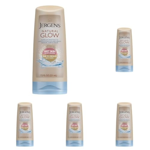 Image of Jergens Natural Glow In Shower Lotion, Self Tanner, Fair To Medium, 7.5 Fl Oz (Pack of 5)