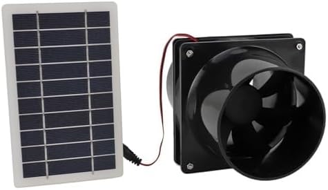 EasyByMall 12V Solar Exhaust Fan Kit with 10W Panel for Round Duct, ABS Ventilation System for RV, Boat, Attic and Greenhouse Cooling