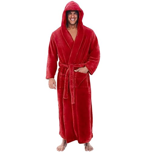 Generisch Peignoir chaud pour homme - En peluche - Peignoir épais - Serviette moelleuse - Pyjama doux à capuche - Peignoir de bain pour homme - Grande taille...