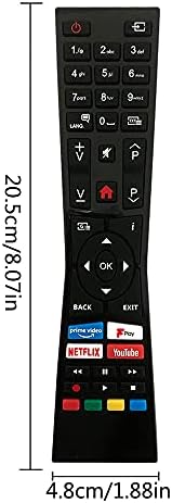 Replacement bush tv Remote Control with Fplay, YouTube, and Netflix Buttons for JVC and Bush Smart TVs - Compatible with Genuine JVC RM-C3338 for 2018-2019 LED TVs, No Setup Required