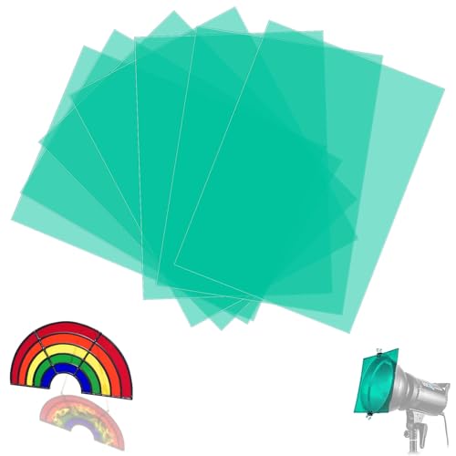 SWTYExt 7 filtros fotográficos de 29,7 x 21 cm, gelatina fotográfica verde, colores transparentes, superponibles, filtros A4 para luz LED, estudio flash, fotografía, corrección de color DIY
