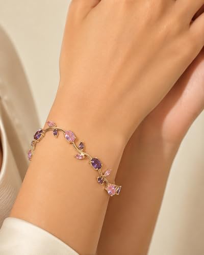 Image of Shining Diva Fashion Tulip Bracelet for Women, Floral Crystal, Anti Tarnish Jewellery Stylish Bracelet Gifts for Girls