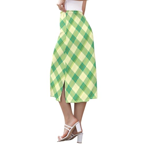 Women Beachy High Waisted Midi Skirts for Women Below Knee Beach Double Split Skirt2