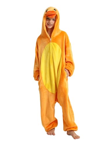 LONULAIN Unisex Kids Animal Onesie Pajamas, Boys Girls Flannel Hooded Halloween Cosplay Costume