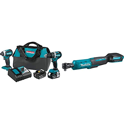 Makita XT269M 18V LXT Lithium-Ion Brushless Cordless 2-Pc. Combo Kit (4.0Ah) with XRW01Z 18V LXT Lithium-Ion Cordless 3/8