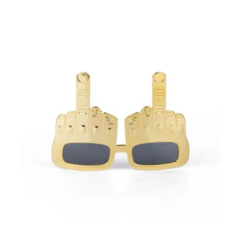 L0famy Funny Sunglasses for Adults, Party Sunglasses with Finger, Gold Novelty Glasses for Adults and Kids, Portable Gold Funky Glasses for Rave, Party, Photo Prop, Party Accessories