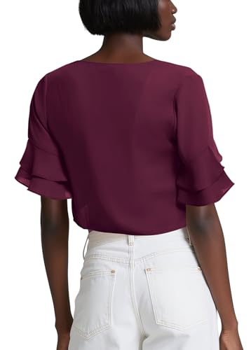 Image of Urban CoCo Women's Sheer Chiffon Bolero Shrug Ruffle Short Sleeve Open Front Cropped Cardigan for Dresses